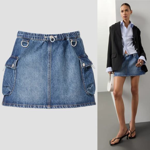 Coperni Dresses & Skirts - Coperni Cargo Skirt Medium Wash Denim Button Flap Pockets Mini A-Line Blue 4